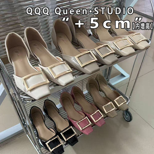 Right Video小个子5cm内增高大象灰百搭中空凉鞋低跟chips rv女鞋