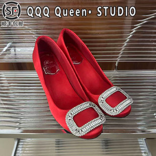 Right Video水钻方扣绸缎鞋女三十而已王漫妮同款2025秋季高跟鞋