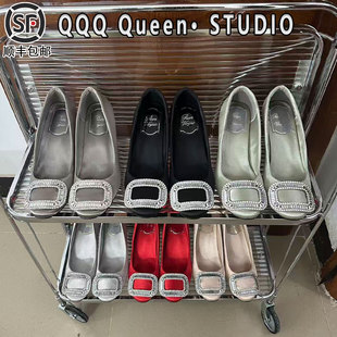 Right Video三十而已水钻方扣绸缎鞋女2025秋季王漫妮同款高跟鞋