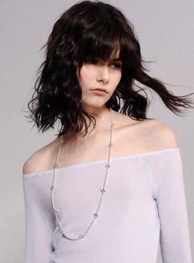 TO家十字架彩钻蝴蝶结时尚百搭高级感小众设计长项链