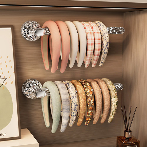 发箍收纳神器壁挂吸盘挂钩免打孔上墙儿童首饰皮筋发圈头箍展示架
