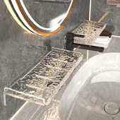 卫生间洗手台置物架浴室亚克力水波纹化妆品整理壁挂洗漱台收纳架