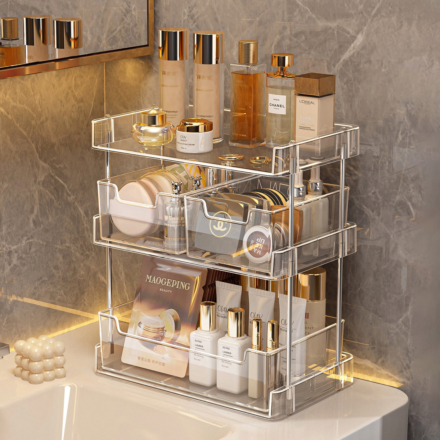 卫生间置物架洗漱台护肤品整理神器浴室镜前架子多层化妆品收纳架