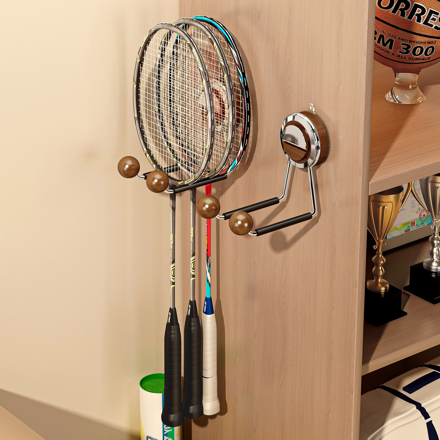 羽毛球拍收纳架壁挂墙上网球拍子展示挂架吸盘家用球拍放置架神器,收纳整理,运动器材收纳用具,淘宝优惠券,粉丝福利购,淘宝优惠卷