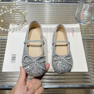 女童单鞋2025春秋表演出配礼服水晶软底亮片鞋子公主走秀儿童皮鞋