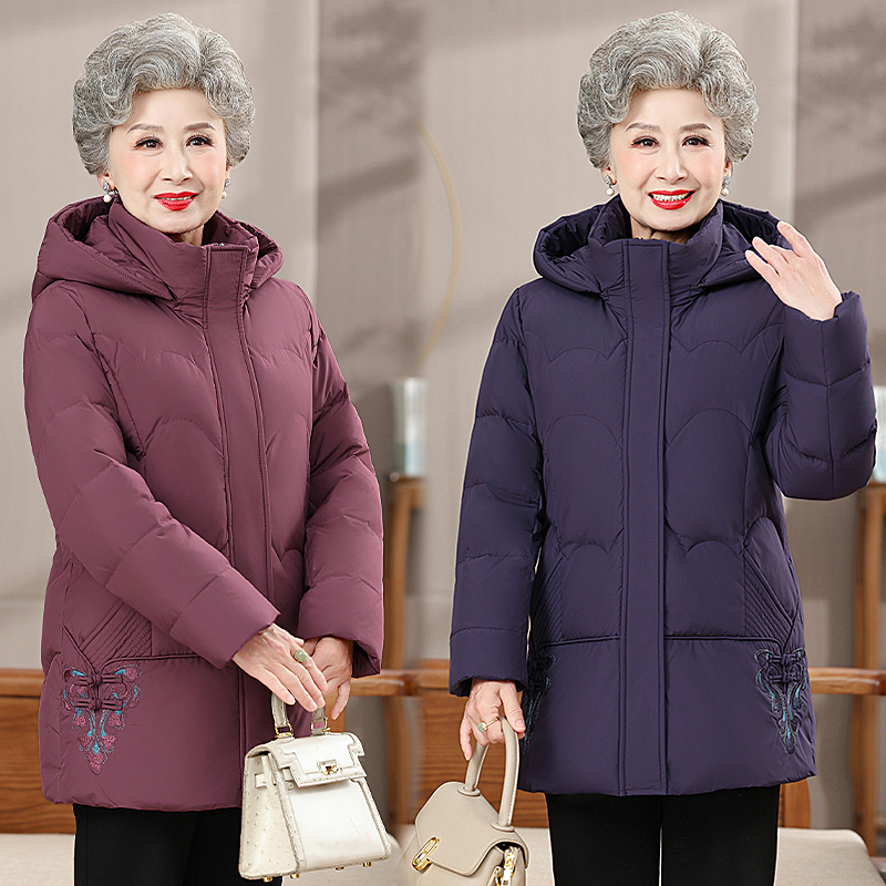 老人羽绒服女冬季2024新款今年流行爆款中长时尚加厚保暖奶奶外套