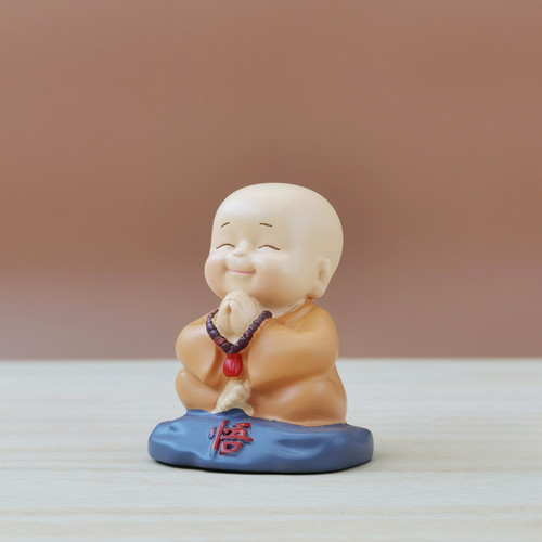 禅意小和尚笑脸佛像摆件