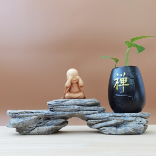 中式古风树脂仿真树根造景装饰小树桩底座摆件石头假山仿石墩奇石