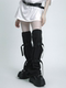 SS2L秋冬暗黑机能风插扣松紧抽绳绑带设计防水过膝袜套褪套女ins