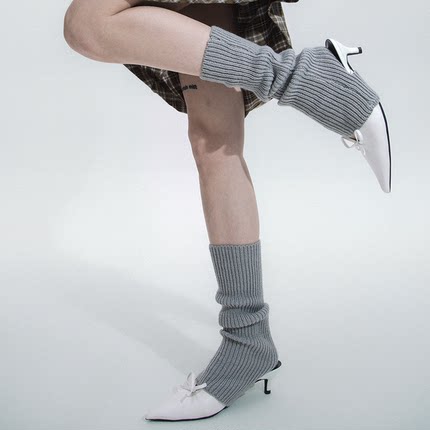 SS2L秋冬纯色加厚保暖粗线针织踩脚短款少女风袜套女日系堆堆袜