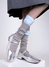 SS2L春夏时尚莫兰迪灰拼色双袜口设计双针长筒袜子女堆堆袜ins潮