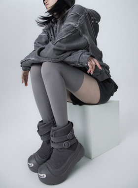 SS2L秋冬黑灰过膝毛圈保暖大腿袜拼接丝袜学院风辣妹连裤袜JK