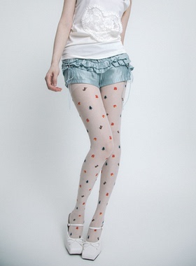 SS2L春夏可爱卡通童趣彩色小波点多巴胺少女感薄款连裤丝袜女黑丝
