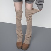 SS2L秋冬纯色柔软高弹针织微喇加厚保暖过膝大腿袜堆堆袜套腿套女