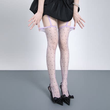 SS2L春夏超薄油亮丝滑小圆点波点甜酷辣妹风性感吊带丝袜连裤袜女