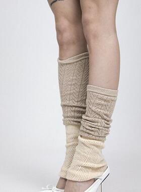 SS2L秋冬新款镂空提花双面穿针织拼接慵懒芭蕾少女风袜套堆堆袜