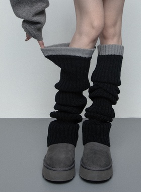 SS2L日系经典毛线针织少女风加厚保暖雪地靴袜套腿套过膝堆堆袜女