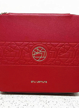 包邮植村秀红色印花化妆箱便携收纳盒时尚潮流硬质整理箱分隔可拆