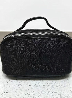 包邮mac魅可黑色手提化妆包便携旅行收纳包荔枝纹软皮同款整理包