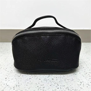 包邮mac魅可黑色手提化妆包便携旅行收纳包荔枝纹软皮同款整理包