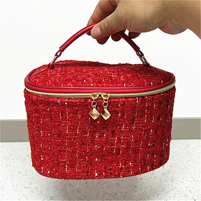 包邮欧莱雅编织纹长方形化妆包美愿齐聚大容量便携手提旅行化妆箱