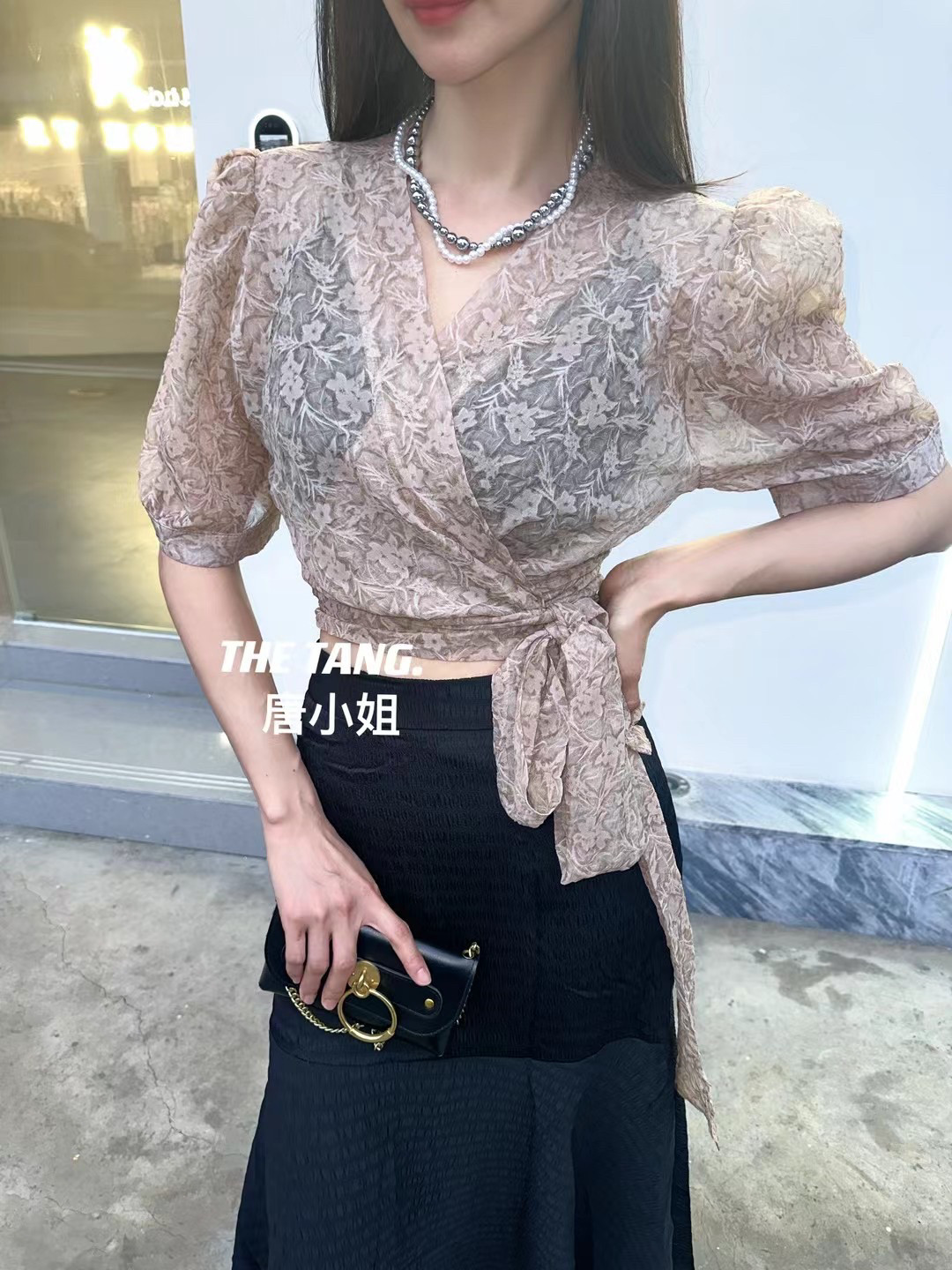 高级V领印花防晒小衫上衣202衬衫