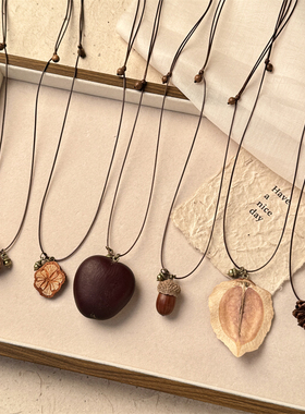 天然植物橡果简约森系项链