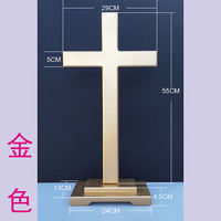 Golden solid wood cross, large wooden decorative item, wall-hung wooden gift, living room decoration, small gift item thumbnail 6