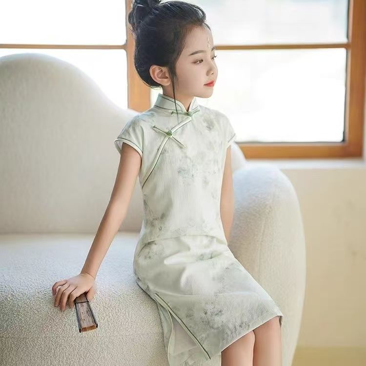 女童旗袍裙夏季儿童夏装中国风连衣裙女孩古筝演出女大童2025新款