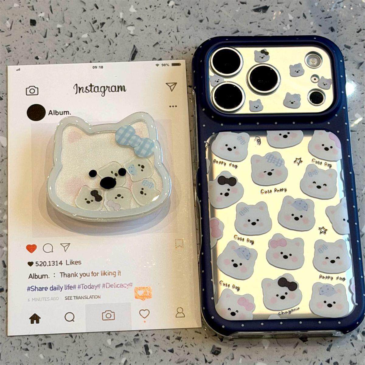 ins风镭射卡通小西高地动物插画适用于苹果18promax手机壳iPhone17新款17promax带支架18pro全包防摔套16pro