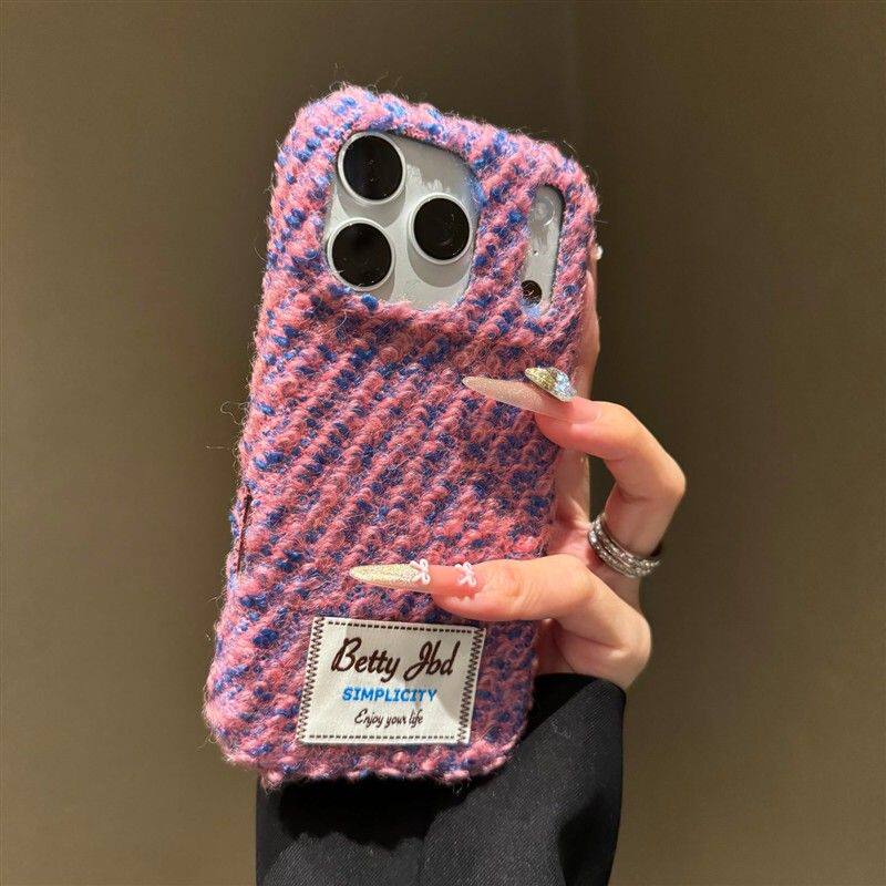 秋冬小香风绒布适用苹果17promax手机壳iPhone16复古15肤感14高级防摔