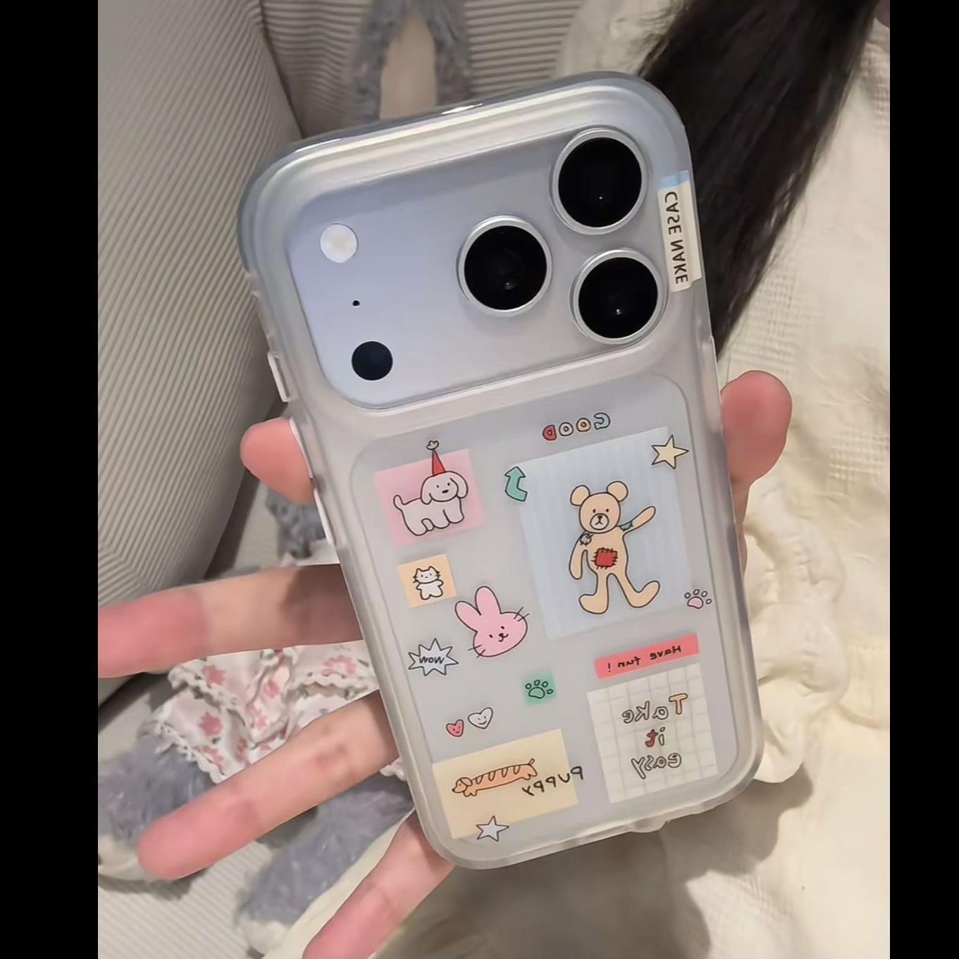 萌趣蛋糕小动物考拉摇摇乐适用苹果17ProMax手机壳磨砂iphone16pro新款17女15pro带支架14全包防摔手机套