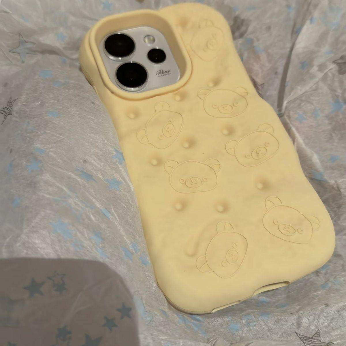 卡通立体凹凸轻松熊适用iphone17promax手机壳苹果16硅胶15全包14p防摔13promax苹果4S软5se硅胶SE2全包7plus