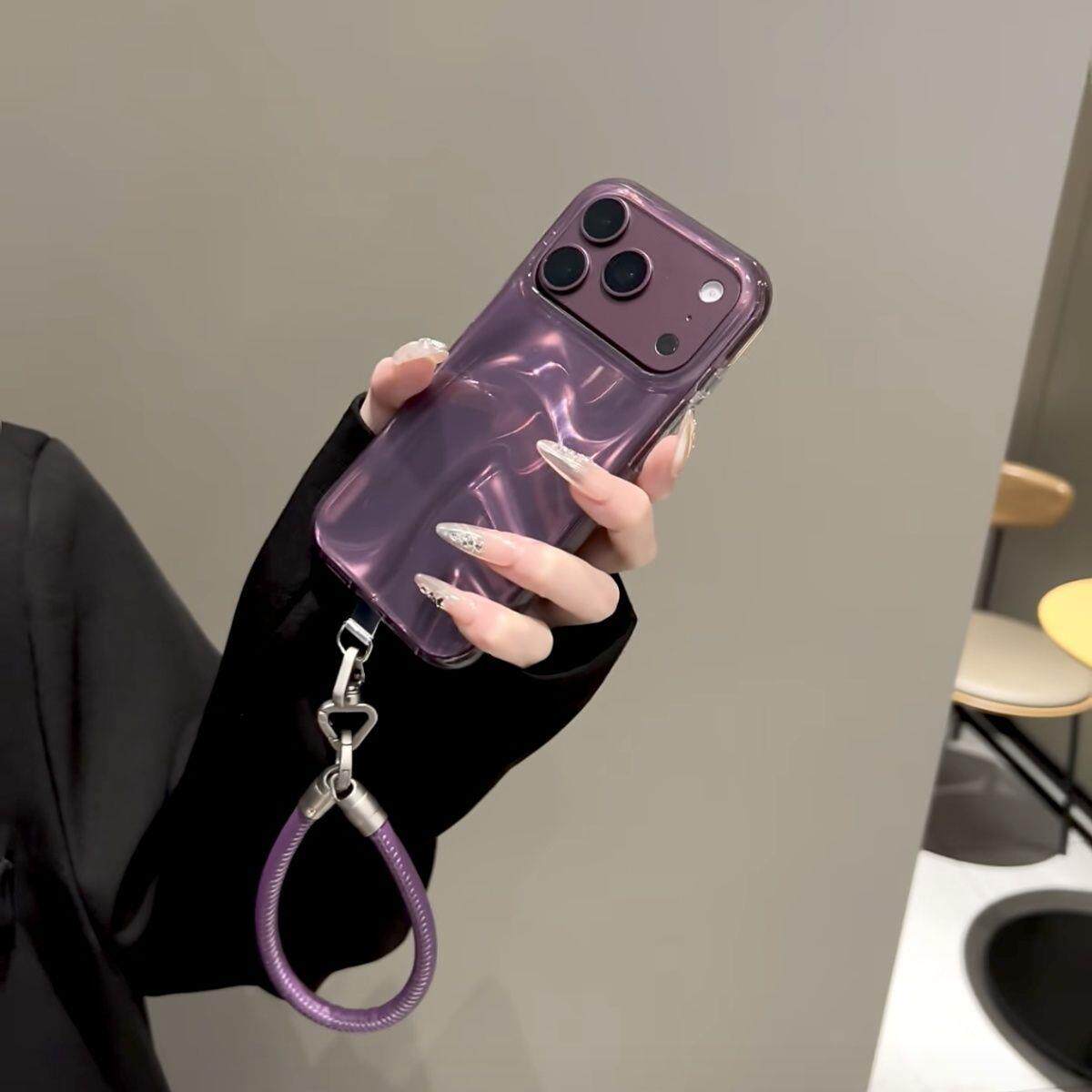 甜酷辣妹梅紫色极光适用苹果17promax手机壳iphone17新款16pm少女15p挂绳16pro高质感15小众17Pro全包保护套