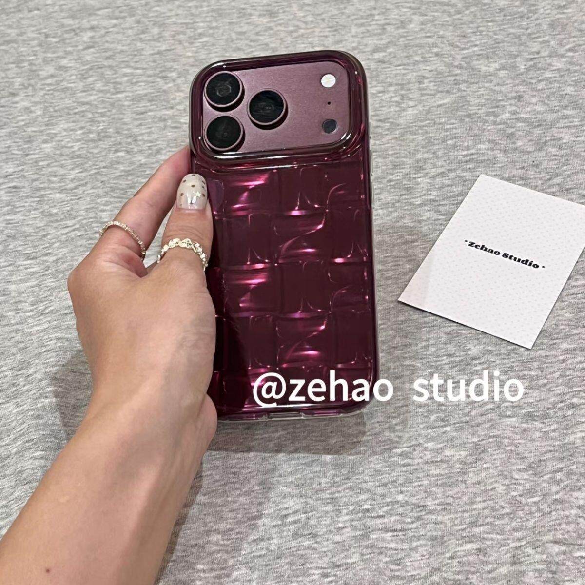 高级感镭射方块纹适用苹果18promax手机壳iphone17新款17pm日韩18proins16pro氛围感15挂绳17全包保护套