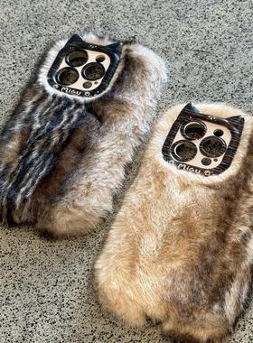 西多士适用苹果15手机壳16个性防雪貂毛绒iphone15promax秋冬新款14pro暖手13高颜值12镜头全包14防摔硅胶