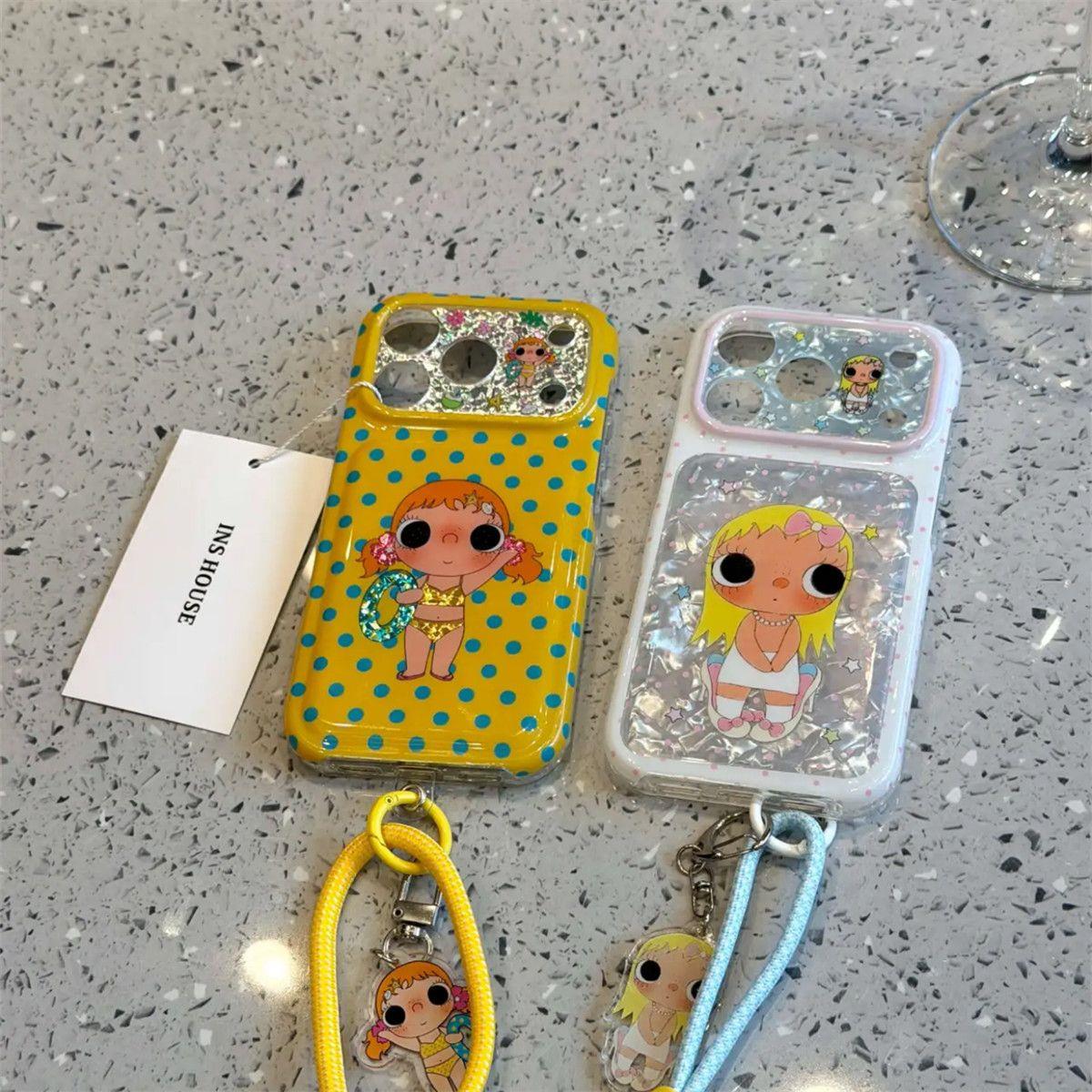 波点大眼女孩冲浪板小玉手机壳适用苹果17promax新款韩式ins风氛围感iphone16/15小众创意高级感全包防摔挂绳