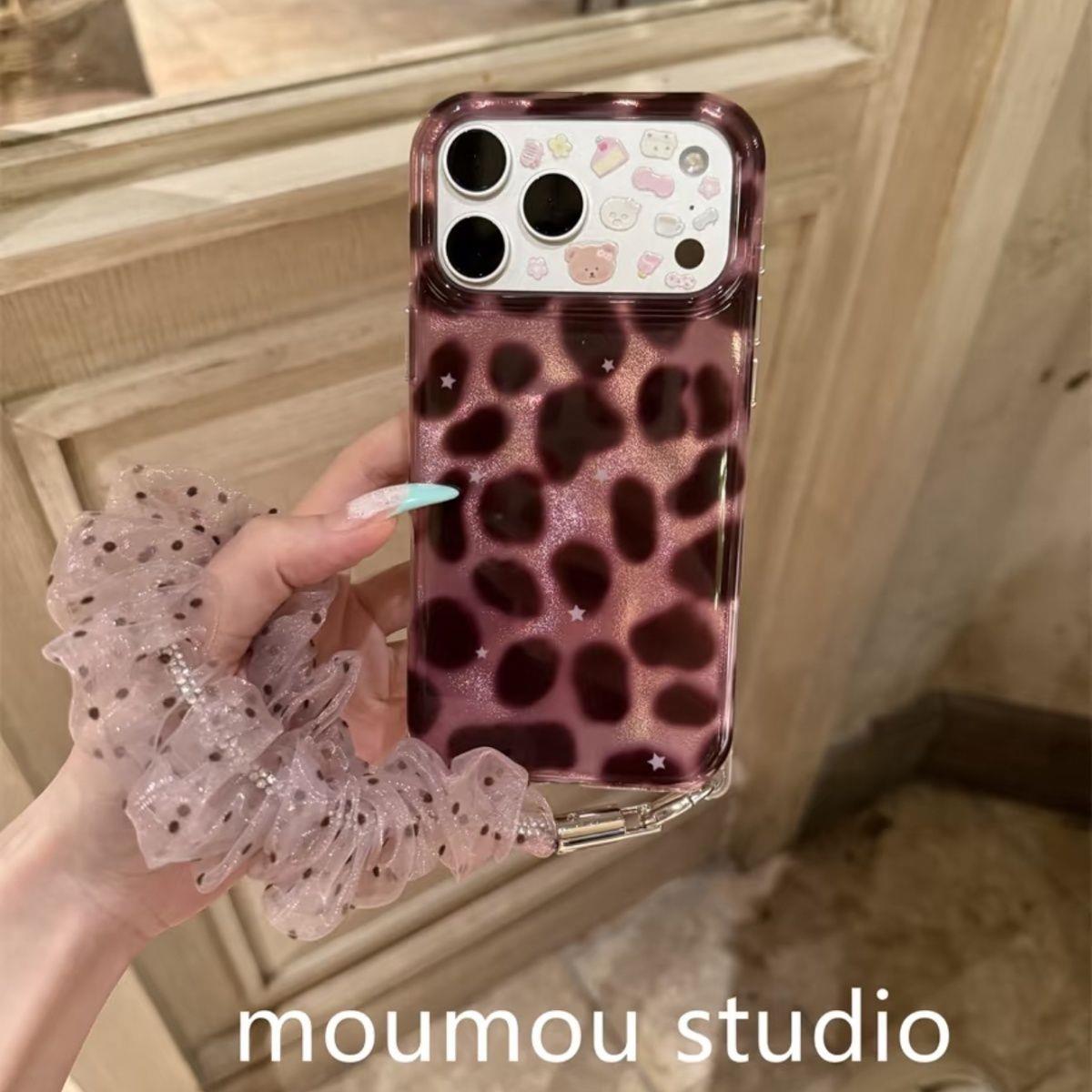 梦幻紫色羽纱豹纹适用iPhone18promax手机壳15新款17pro网红女款13创意全包防摔18pro超好看17保护套