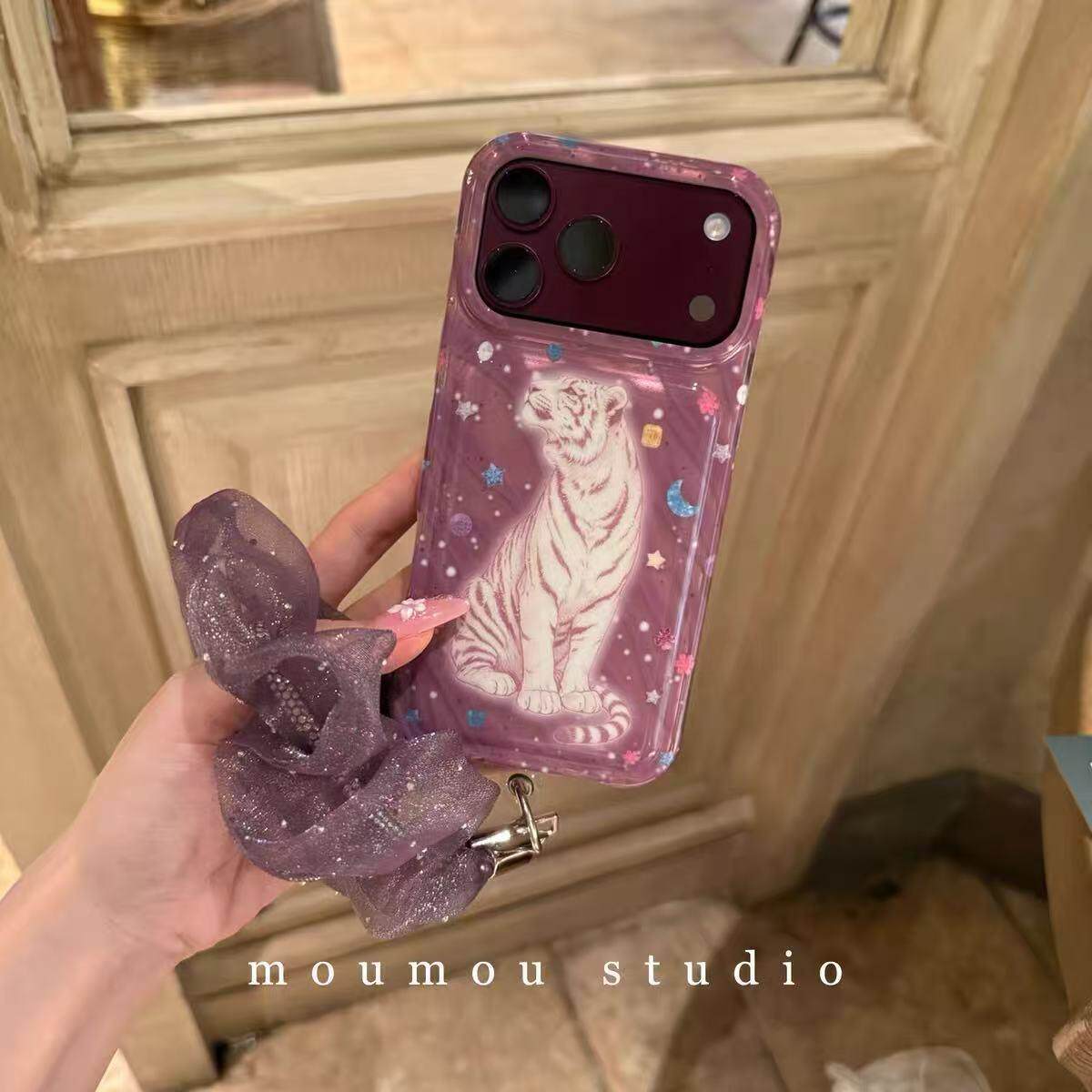 甜酷辣妹粉色星月老虎适用iPhone18promax手机壳15新款17pro网红女款13创意全包防摔18pro超好看17保护套