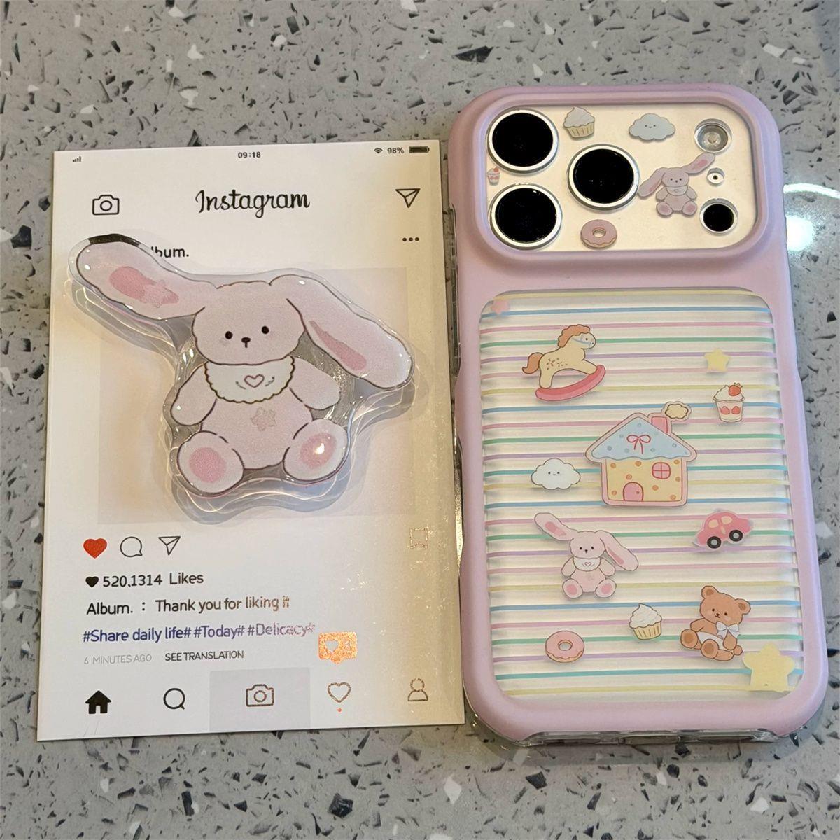 小清新条纹木马房子汽车小兔适用iPhone18promax手机壳15新款17pro网红女款13创意全包防摔18pro超好看