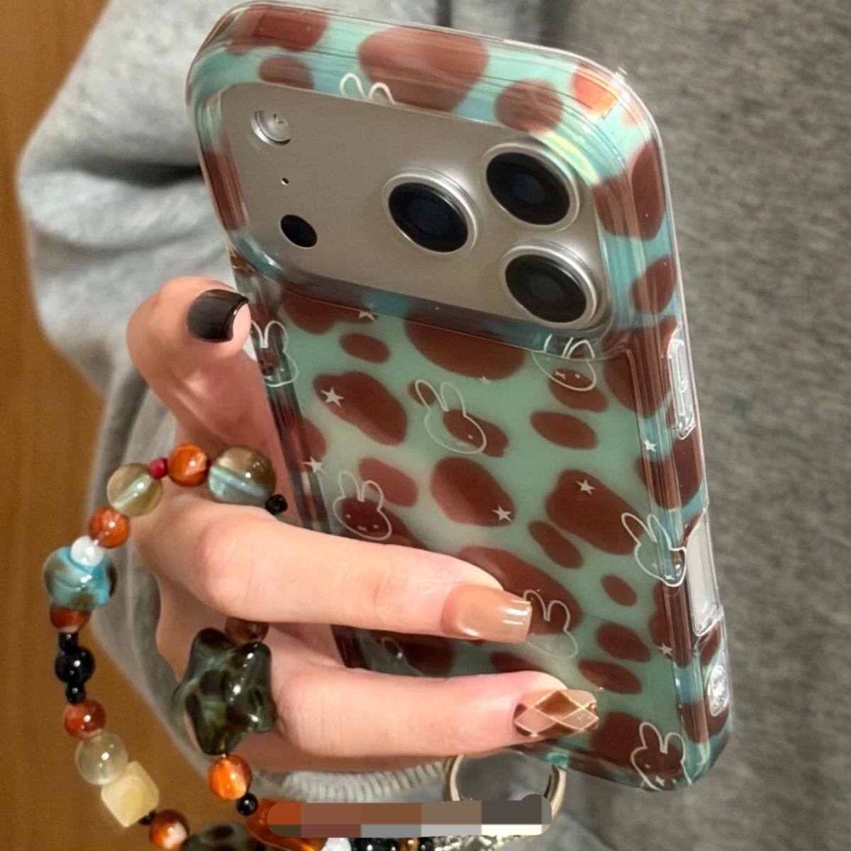 日韩可爱白星星线条米菲兔适用于iPhone17苹果16手机壳14promax全包边女款iPhone13防摔保护套16promax