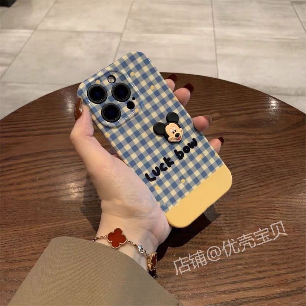 爆火好用米奇适用苹果16promax手机壳iPhone15promax可爱卡通16pro新款13手提绳12防摔14promax田园风11女款