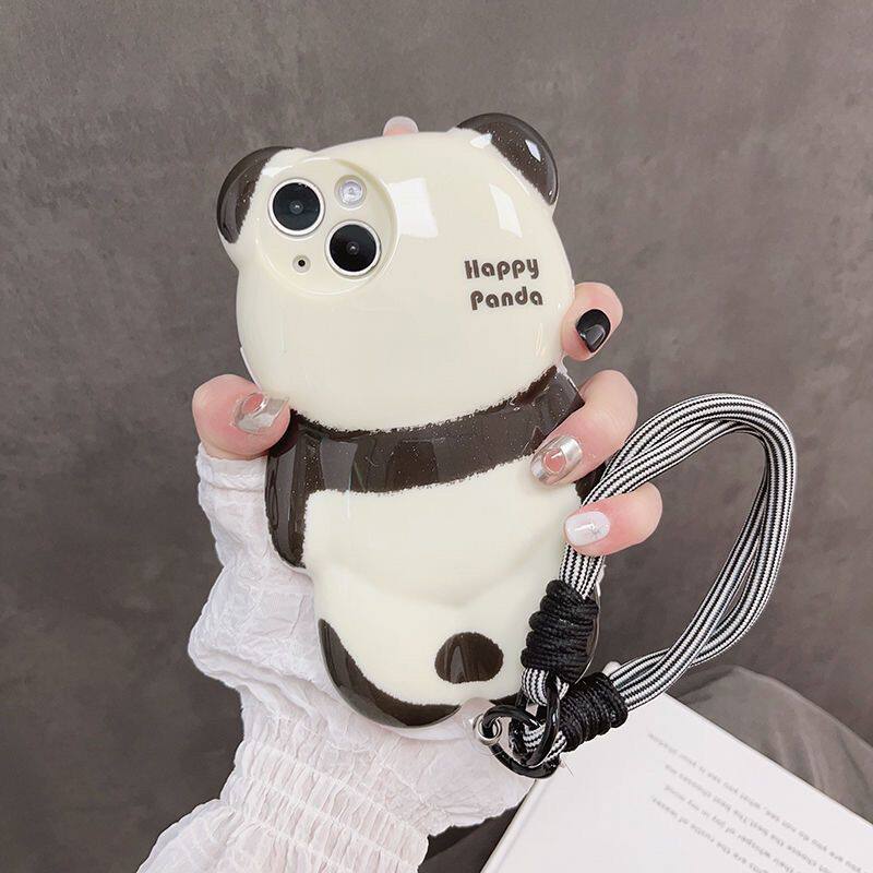 可爱卡通小熊猫适用iphone15promax手机壳新款苹果15pro防摔12女款14个性创意立体13pro全包11硅胶软壳保护壳