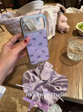 电镀银紫色仙女蝴蝶结滴胶适用苹果17promax手机壳iphone16promax新款13小众14pro卡通16日韩14创意15pro全包