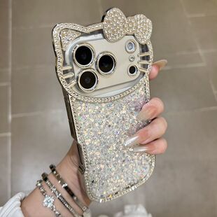 ins风透钻KT镜头银亮片适用iPhone17苹果16手机壳15pro max新款14全包13防摔保护套