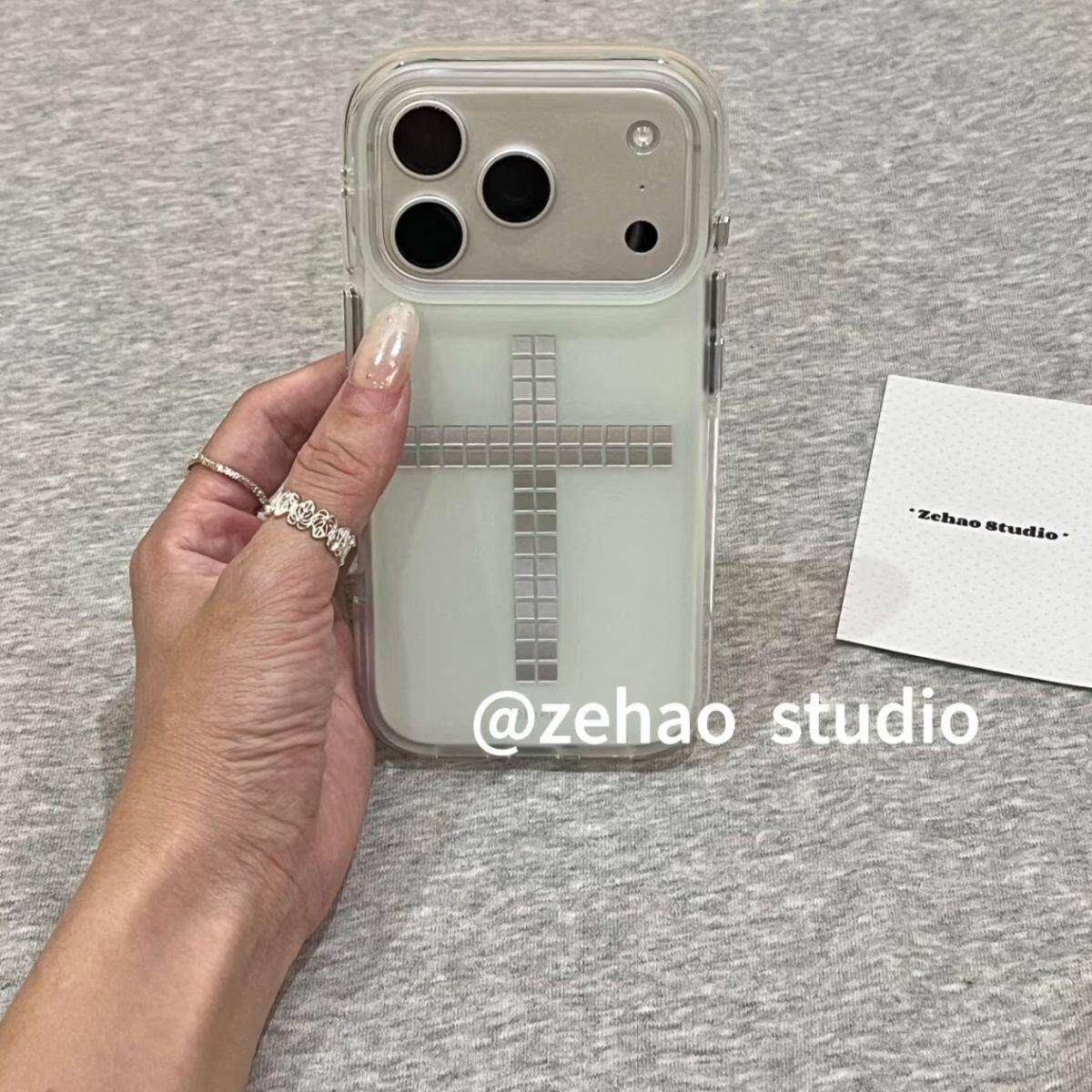 薄荷曼波绿十字架适用苹果17promax手机壳iphone17新款16pm日韩15pm夏日16pro小清新15小众风17Pro全包保护套