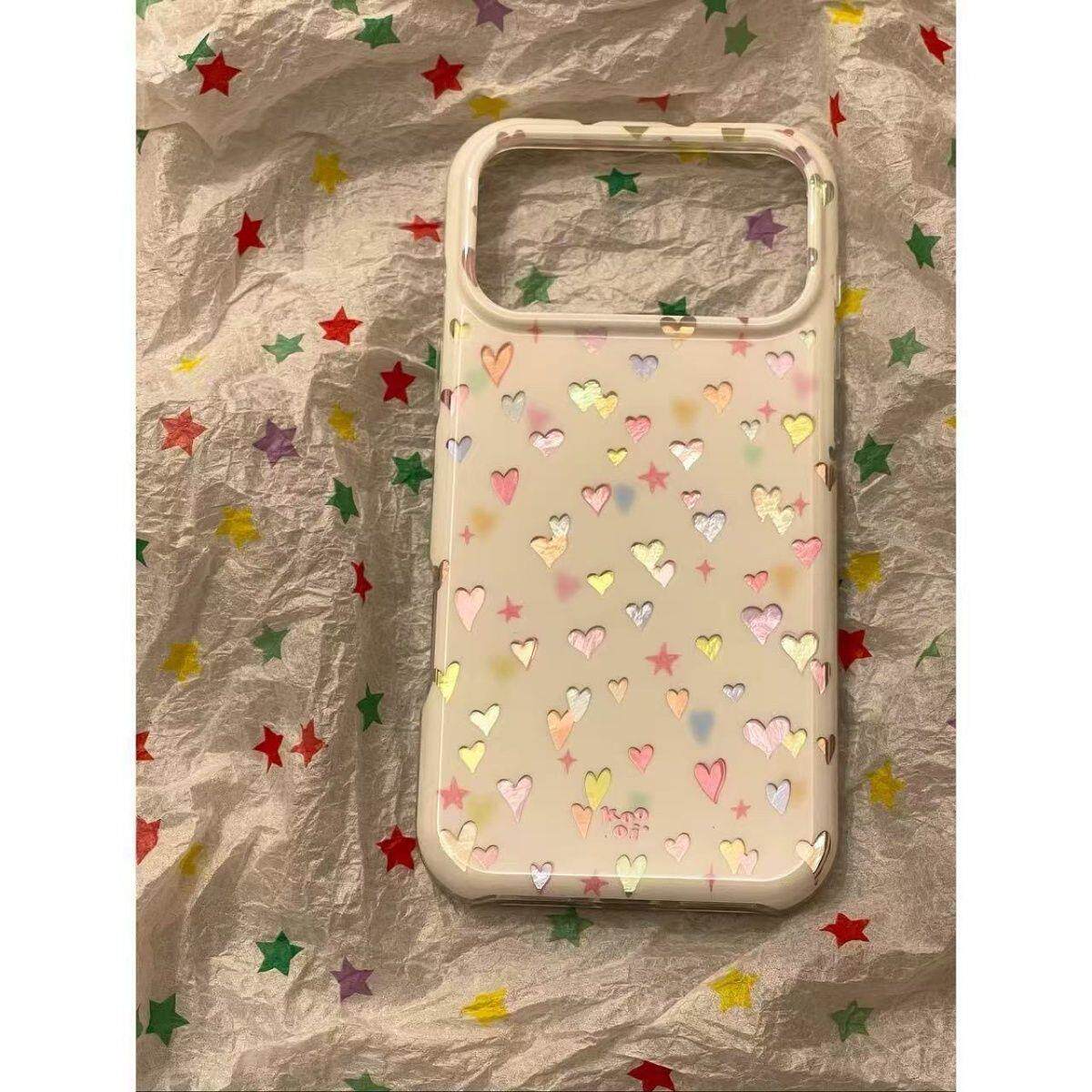 镭射彩色星辰爱心适用苹果17promax手机壳iphone17新款16pm少女17pm可爱16pro韩系17防摔Pro全包手机套