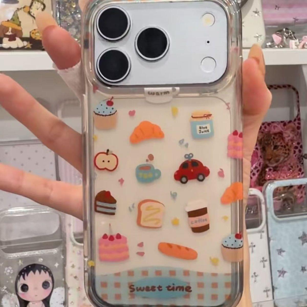 日韩ins卡通面包蛋糕适用苹果17promax手机壳iphone16女新款15亚克力17pro双层防摔16pro保护套14网红爆款13