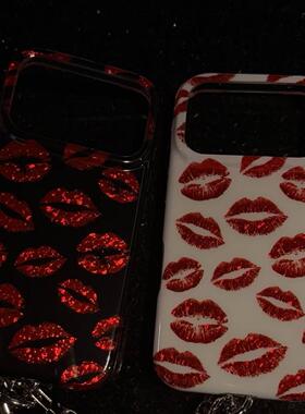 红色口红印适用iPhone17promax手机壳15新款17pro网红女款13创意全包防摔16pro超好看17保护套