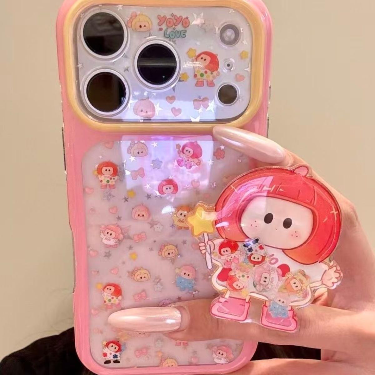 适用于iphone18promax手机壳软萌可爱17星星蝴蝶结红色短发女孩16小众简约设计感防摔保护壳